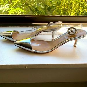 Gianvito Rossi PVC + silver sling back pumps (39)